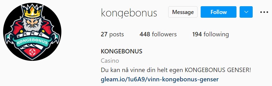 kongebonus instagram