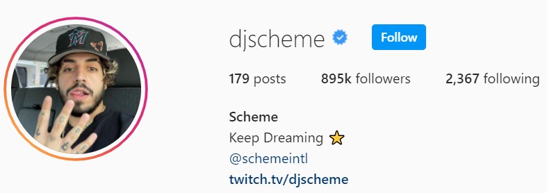 DJscheme Instagram account