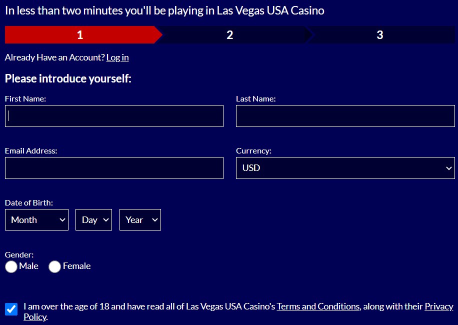 Las Vegas USA Casino sign up